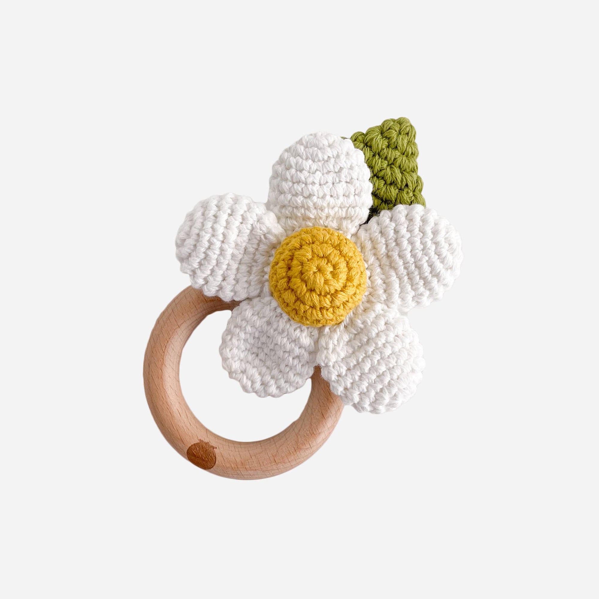 Teether Flower White Cotton Crochet Rattle Baby Toy Summer: In Stock