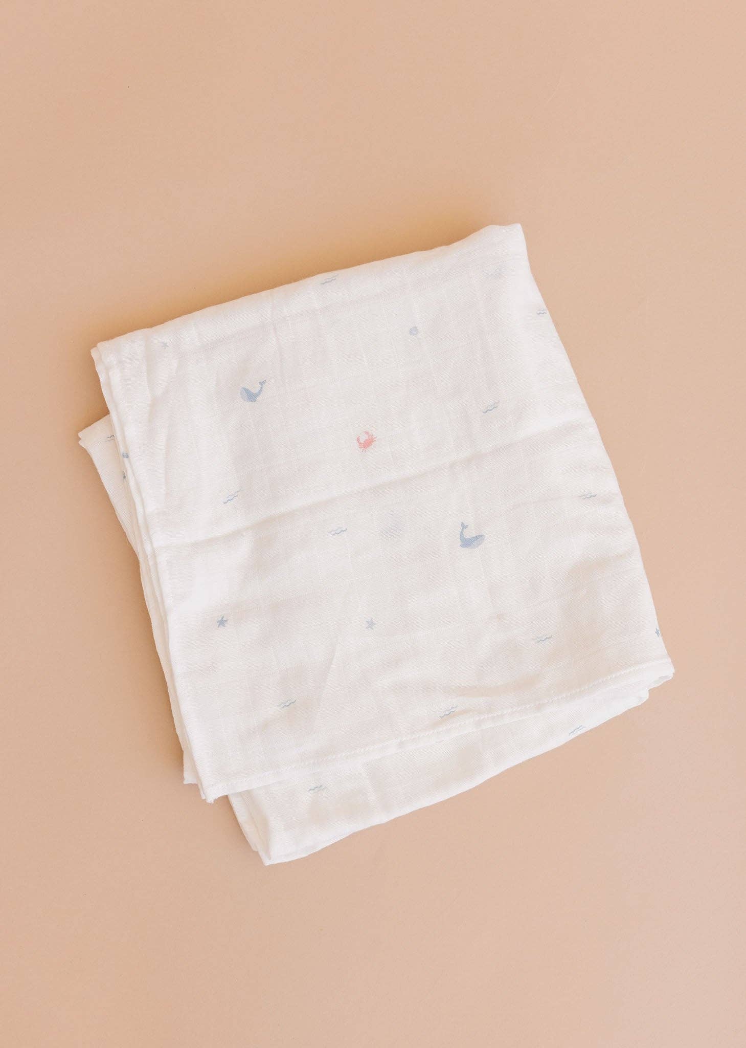 Muslin Swaddle Nautical Ocean Baby Organic Whale Crab Gift: Blue