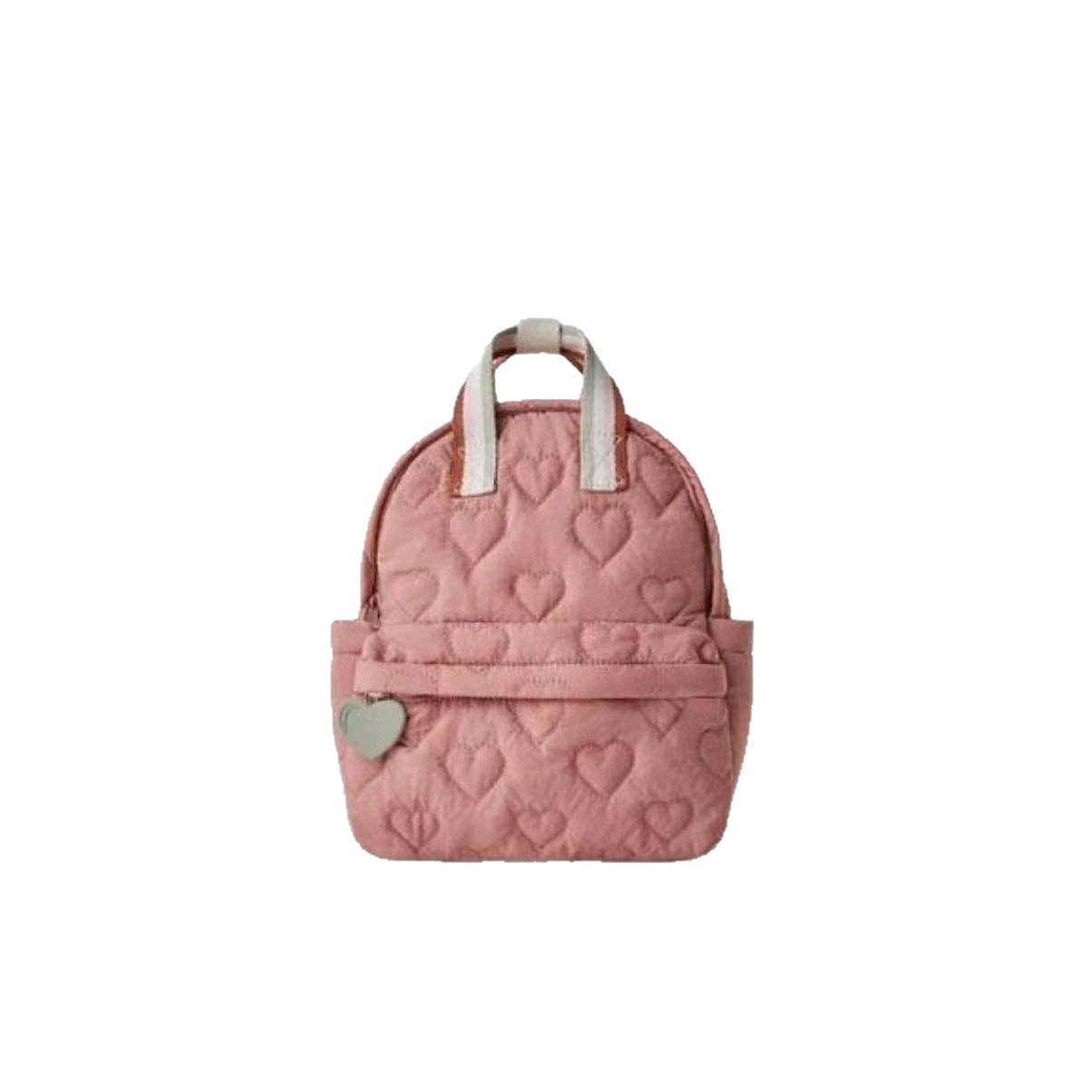 Embroidered Heart Fleece-Insulated Backpack with Multiple Compartments: Pink