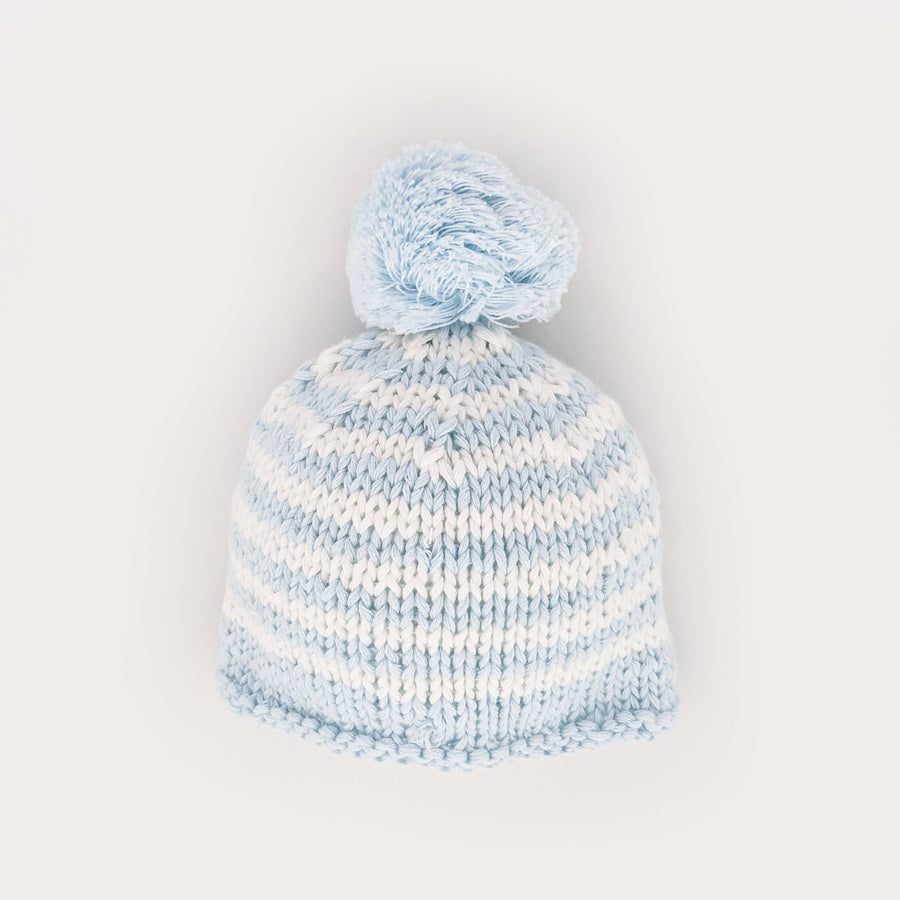 Newborn Baby Blue Pom Pom Beanie Hat