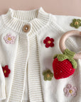 Teether Strawberry Red Cotton Crochet Rattle Baby Toy Summer: In Stock