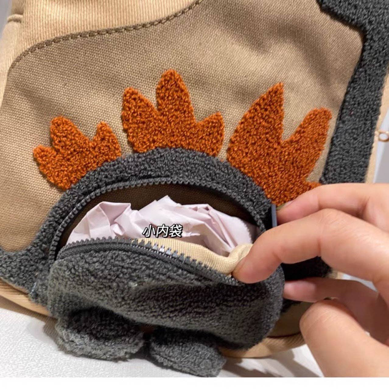 Children's Dinosaur Backpack Cute Canvas Lightweight School Bag: Light Brown