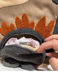 Children's Dinosaur Backpack Cute Canvas Lightweight School Bag: Light Brown