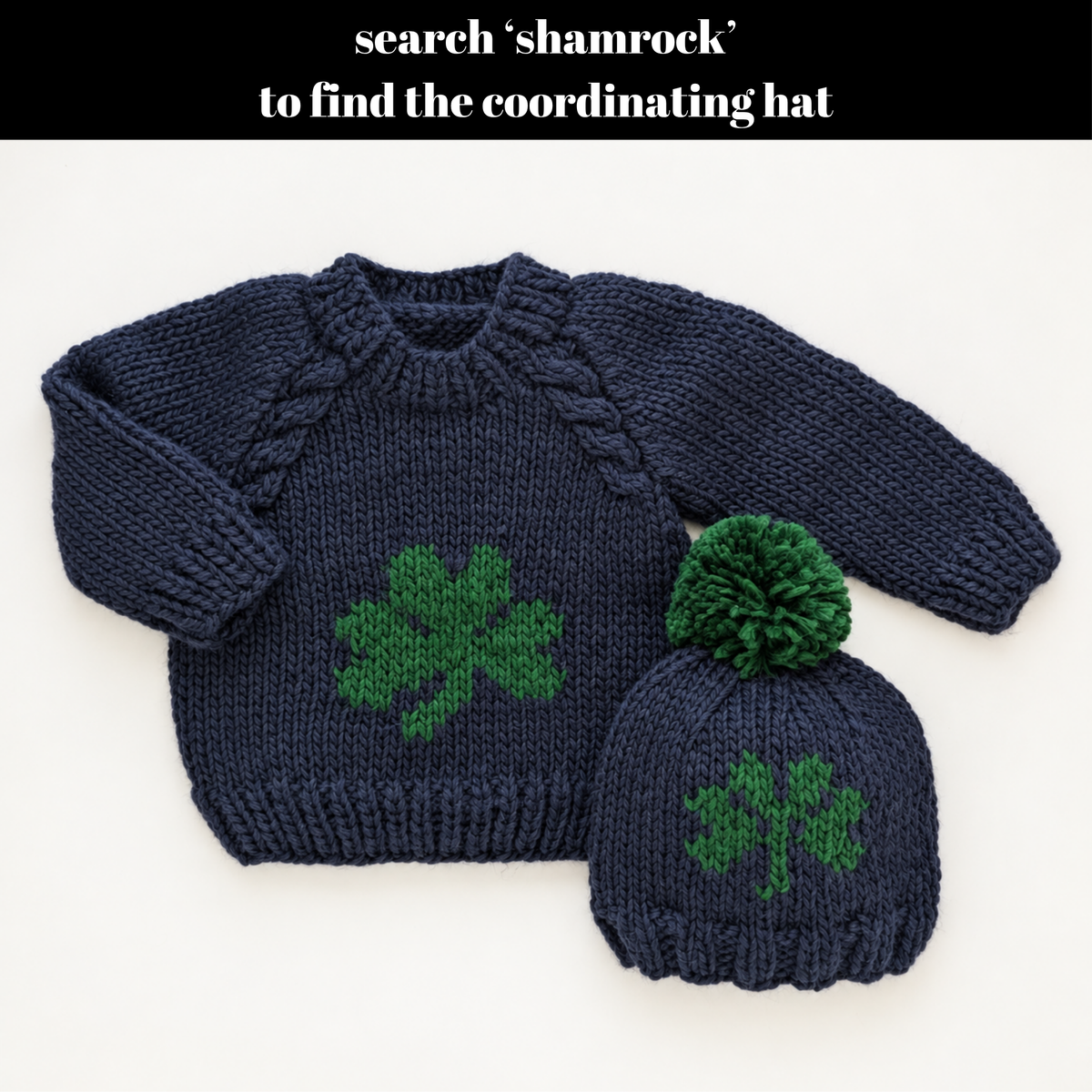 Indigo Shamrock Crew Neck Sweater