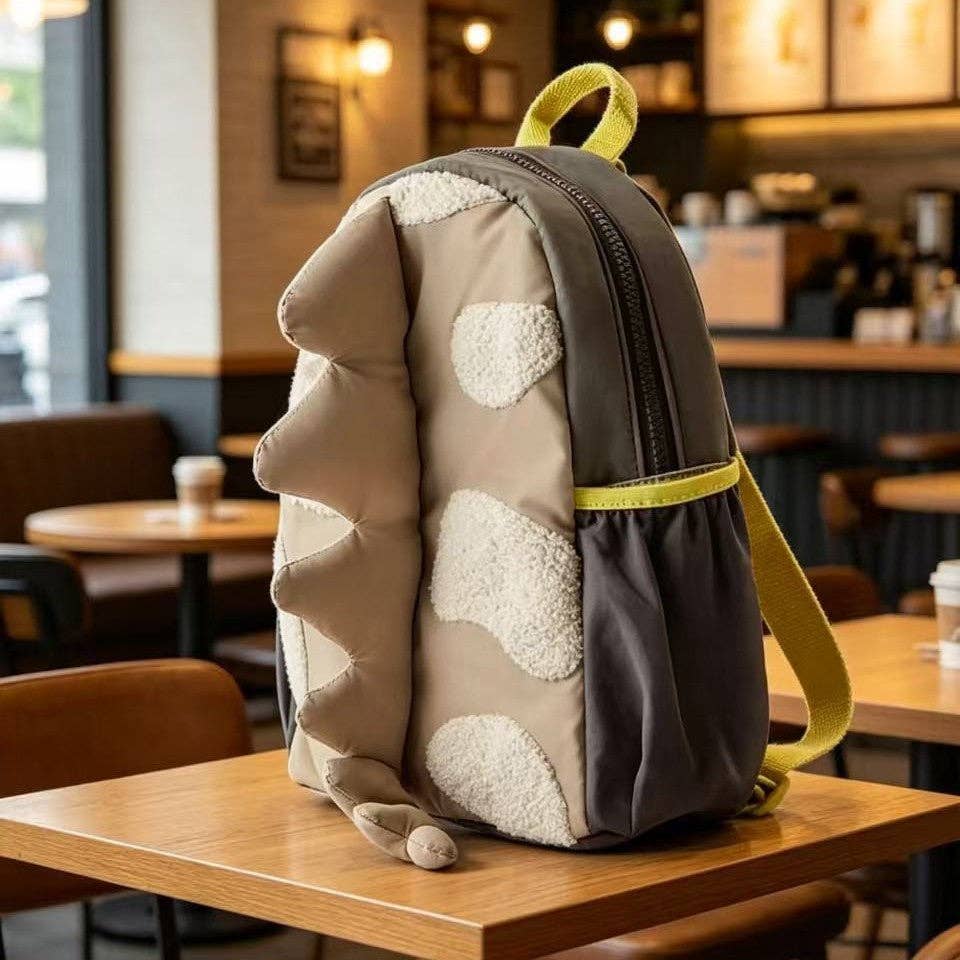 Cute Dinosaur Cartoon Kids Backpack Soft Durable Daypack: Army Green