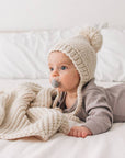 Natural Garter Stitch Knit Baby Bonnet