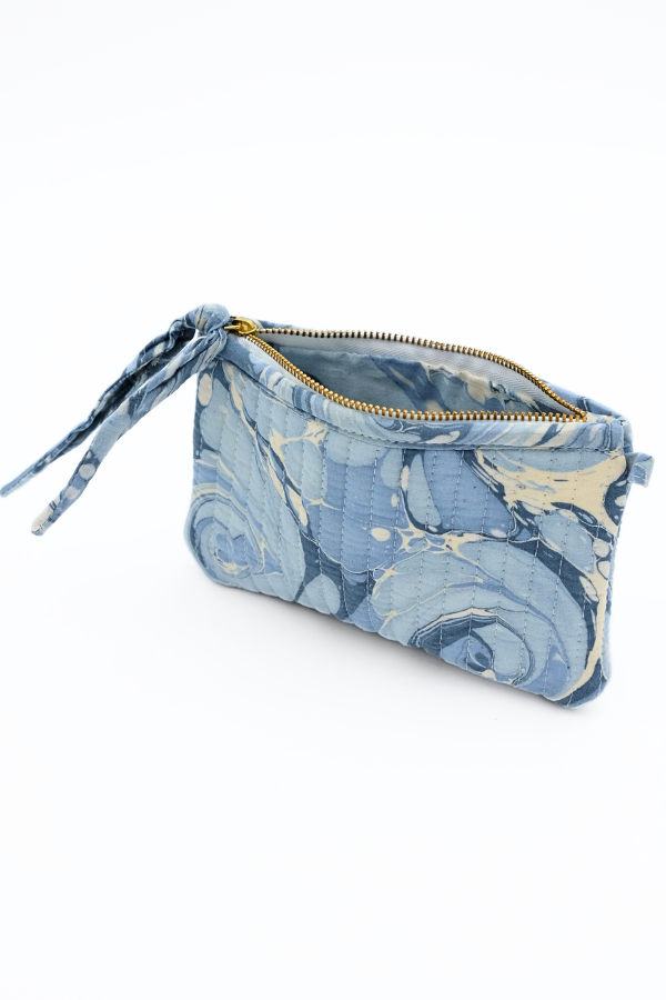 Hand-Marbled Pouches in Ocean Wave, Set of 2