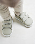 Leather Kids Velcro Sneakers - Gray