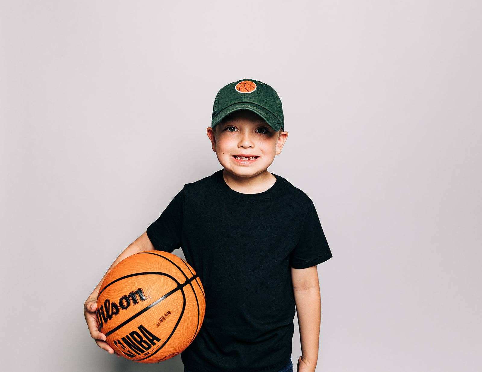 Basketball Patch Baseball Hat: Hunter Green / Toddler (1Y-4Y)