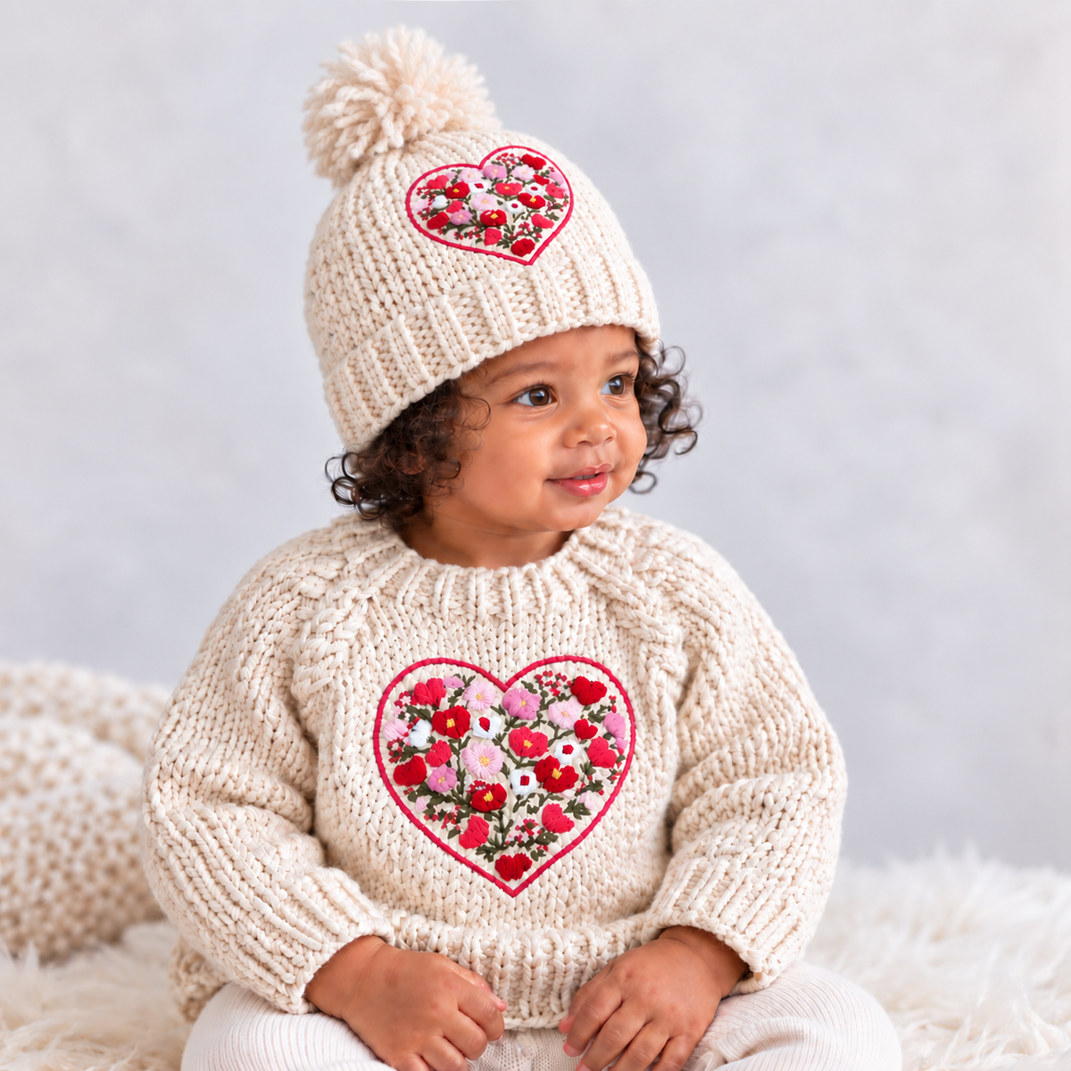 Bright Embroidered Heart Sweater for Baby &amp; Kids