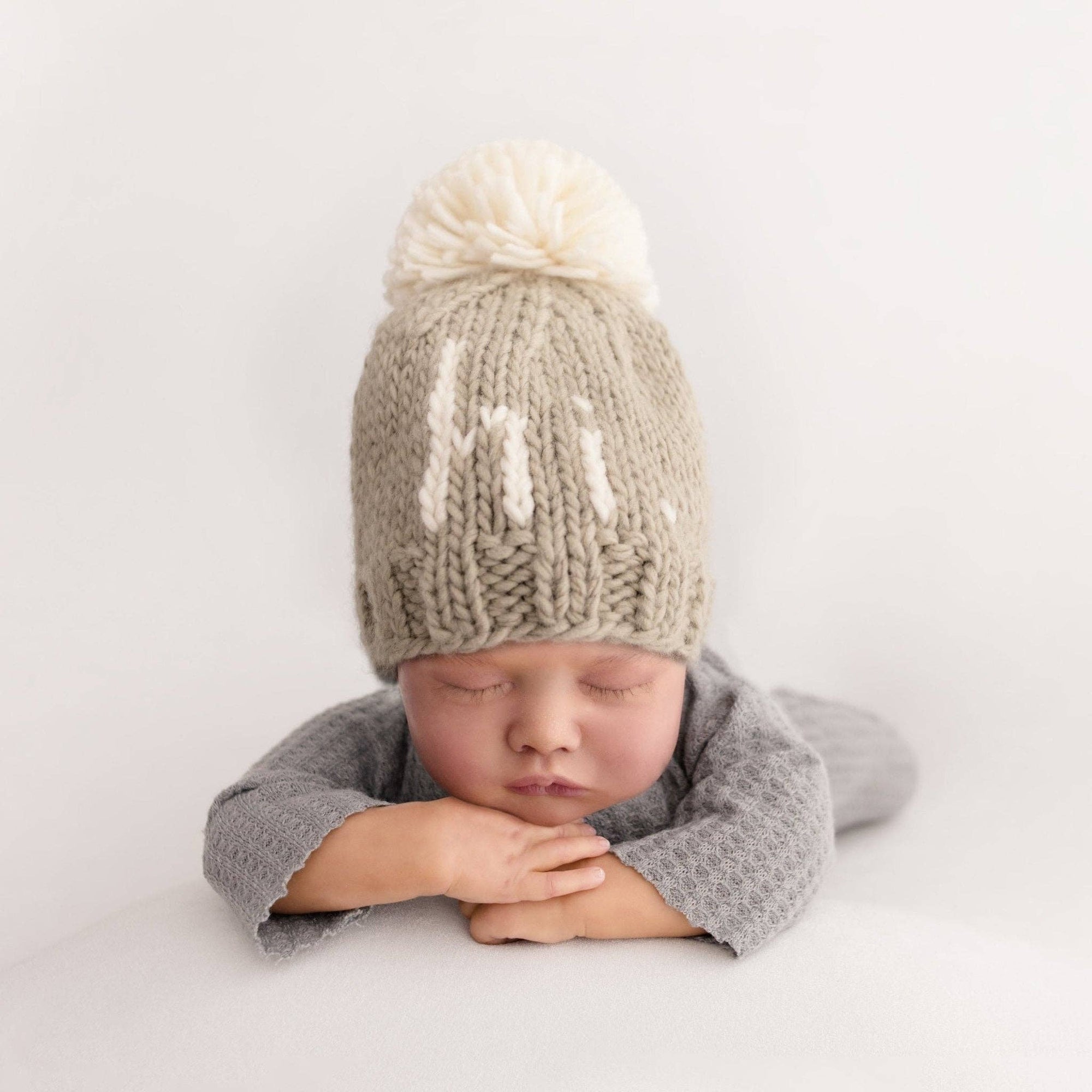 Hi. Pebble Brown Hand Knit Beanie Hat Baby &amp; Kids