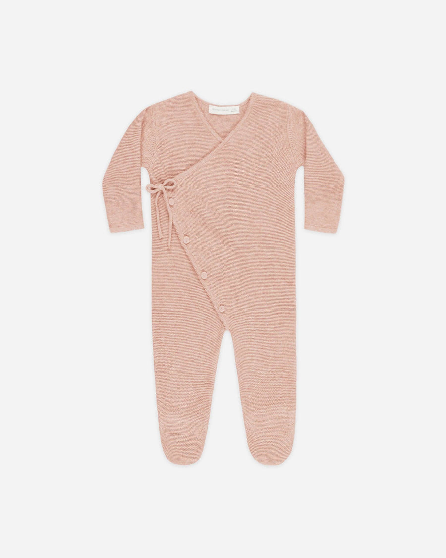 Wrap Knit Footie Heathered Rose