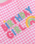 Pink Gingham 'Birthday Girl' Bib