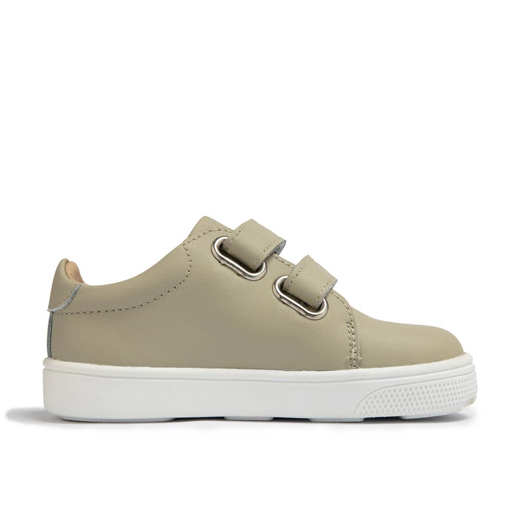 Leather Kids Velcro Sneakers - Gray