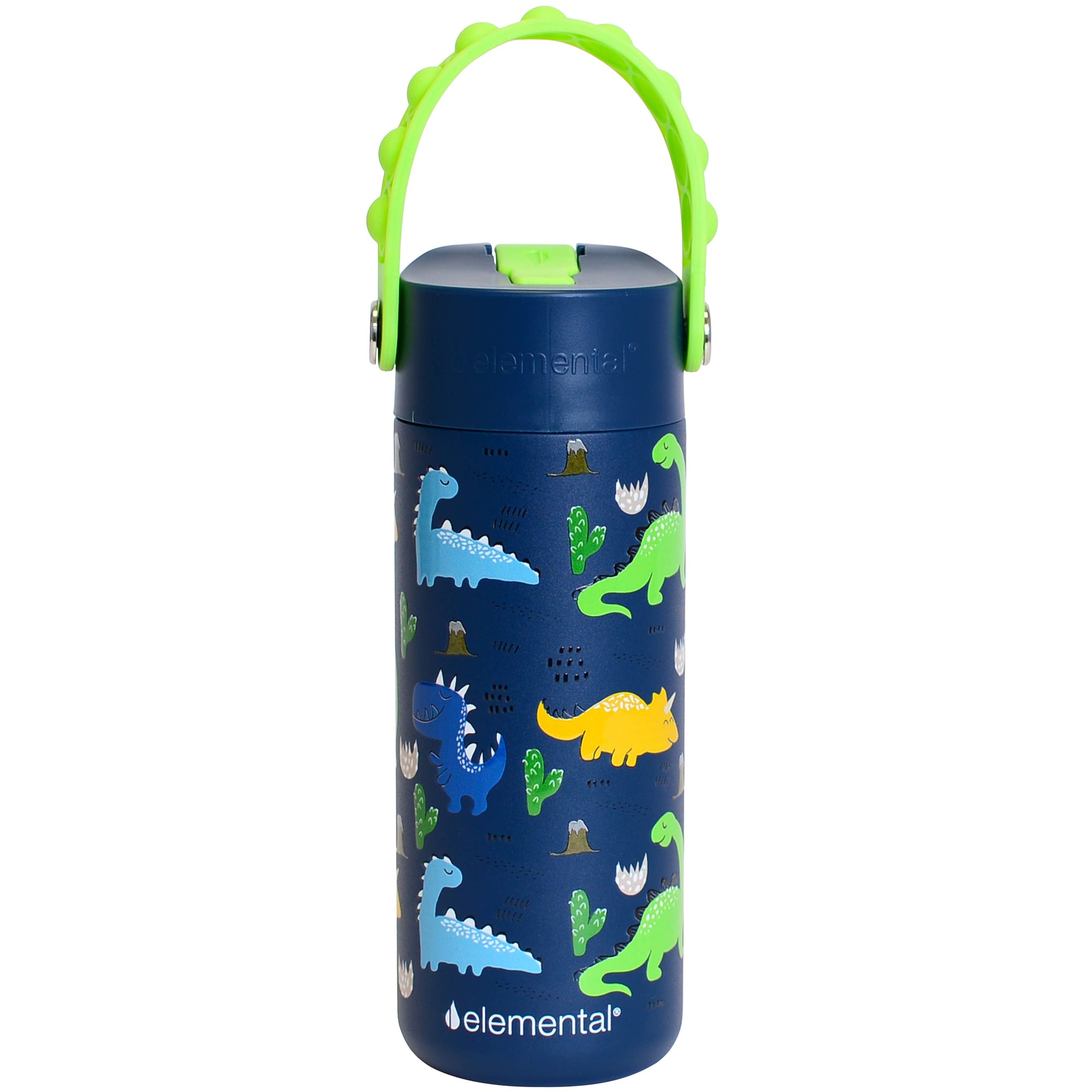 Fidget Handle Kids Stainless Bottle 18oz Dinosaur