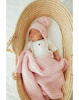 Blush Garter Stitch Knit Blanket Baby