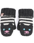 Knit Stripe Cat Mittens in Charcoal Gray