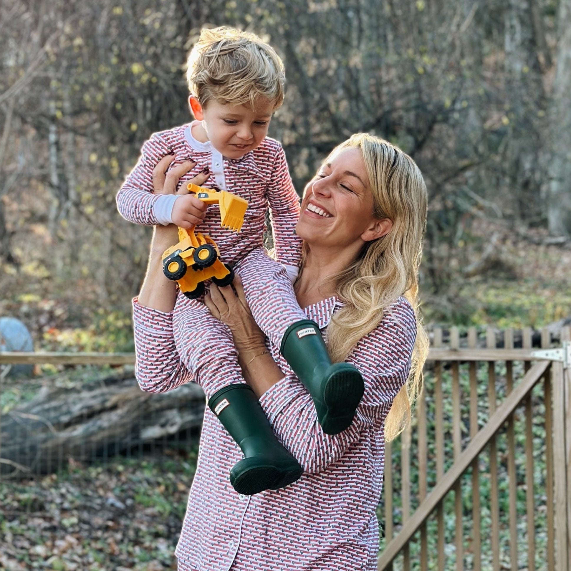 Christmas Tree Stripe Two Piece Kids Henley Pajamas