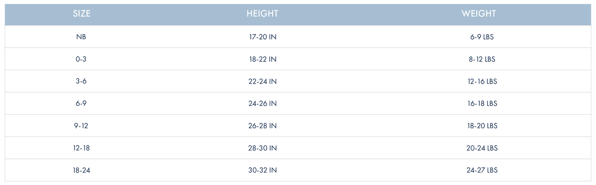 TwoPiece Pajama Size Chart Joy Street