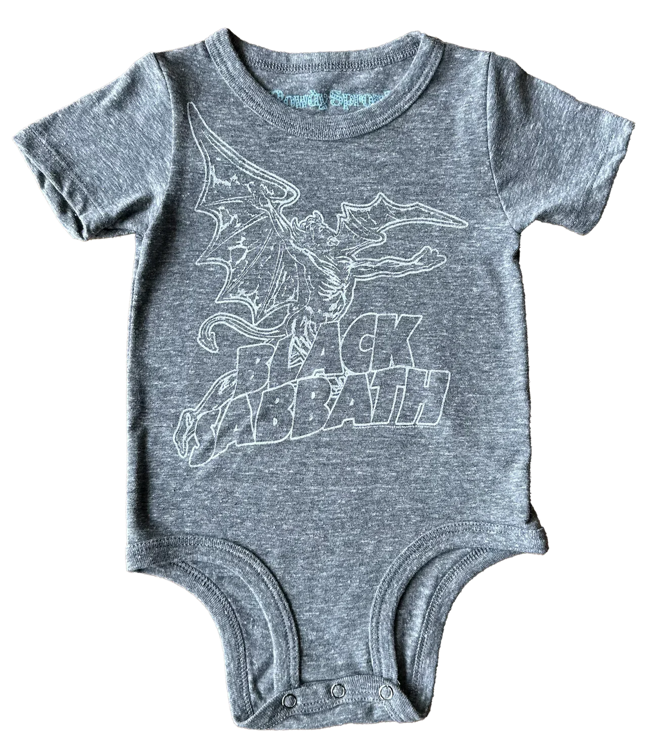 Rowdy Sprout Black Sabbath Short Sleeve Onesie, Tri Grey |Mockingbird Baby & Kids
