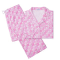 Block Hearts Women’s Button Front Long Pajama Set
