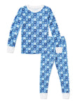 Block Hearts Two Piece Pajamas, Blue