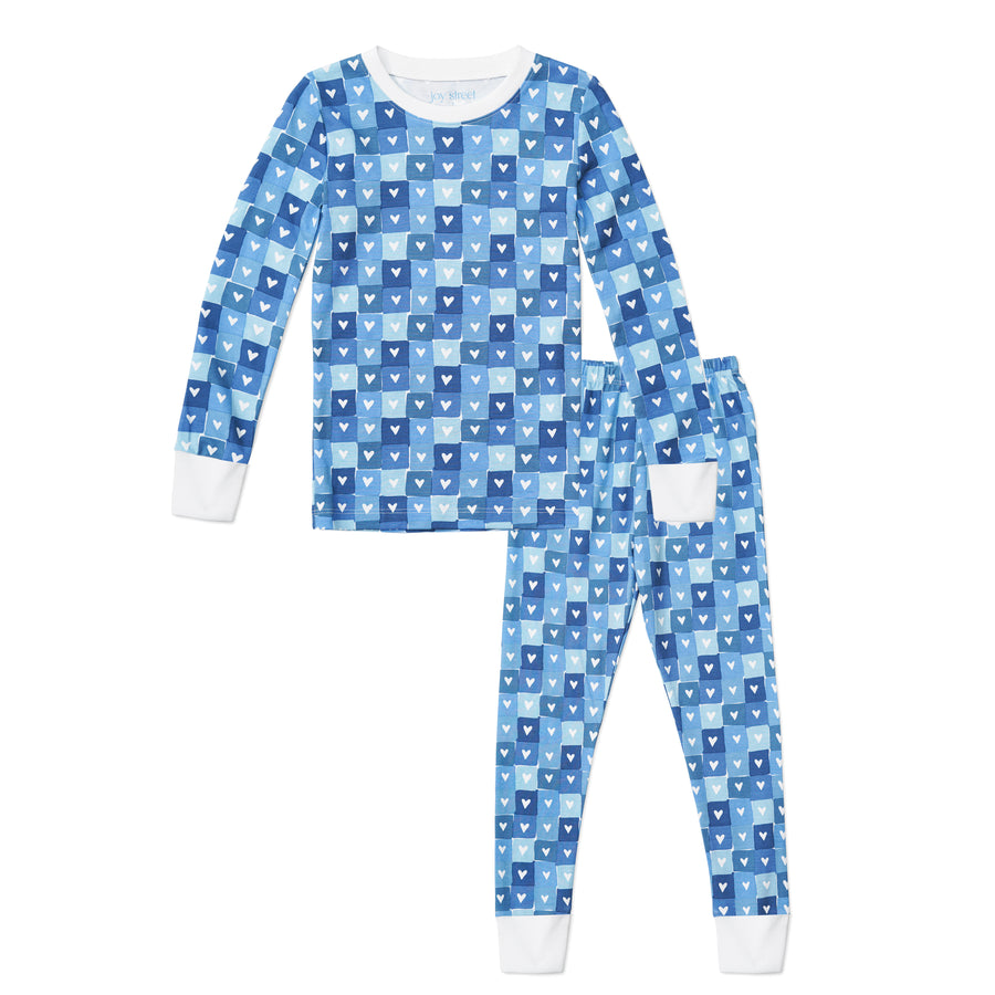 Block Hearts Two Piece Kids Pajamas