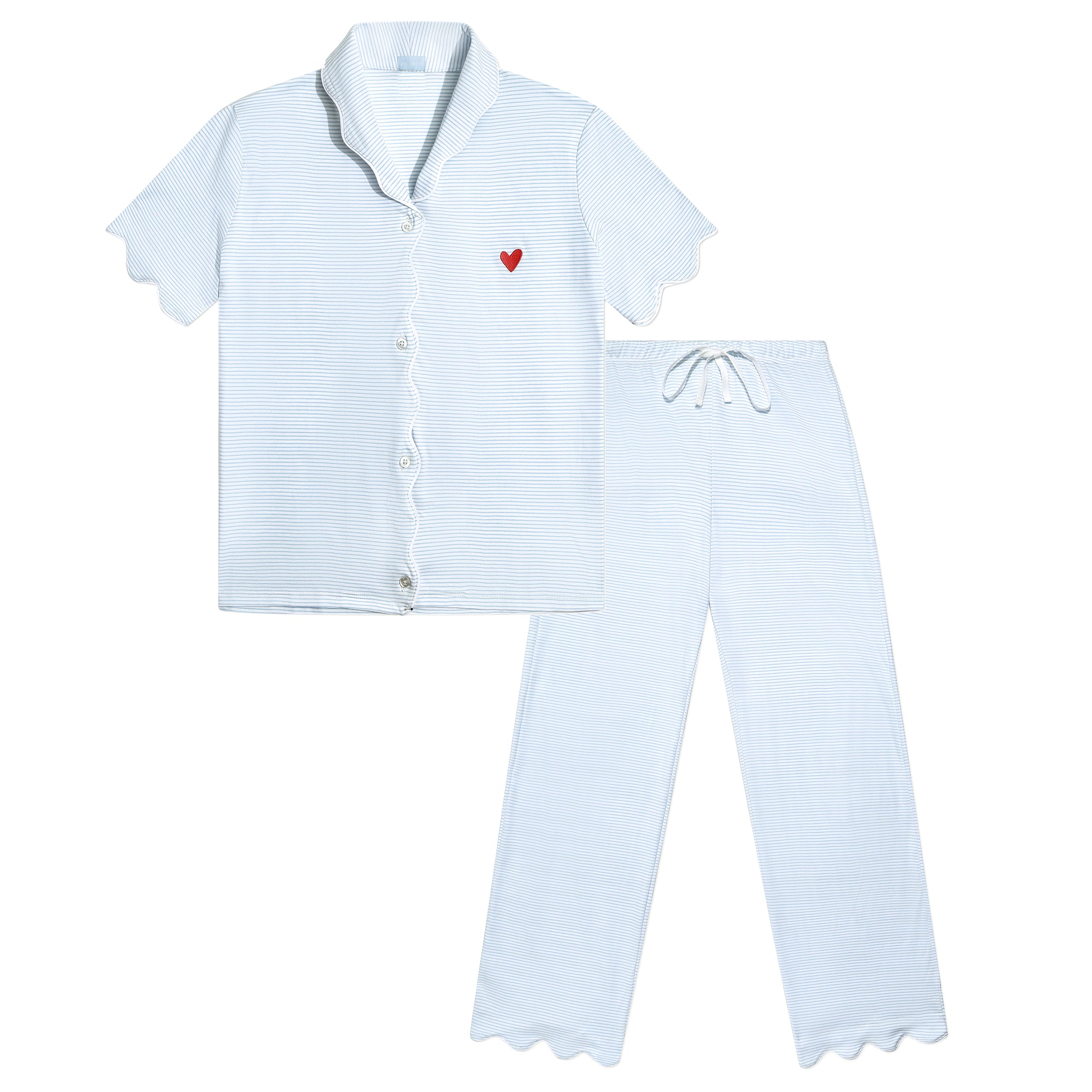 Harbor Stripe Women’s Short Sleeve Crop Pant Set in Light Blue Stripe