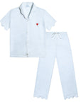 Harbor Stripe Women’s Short Sleeve Crop Pant Set in Light Blue Stripe