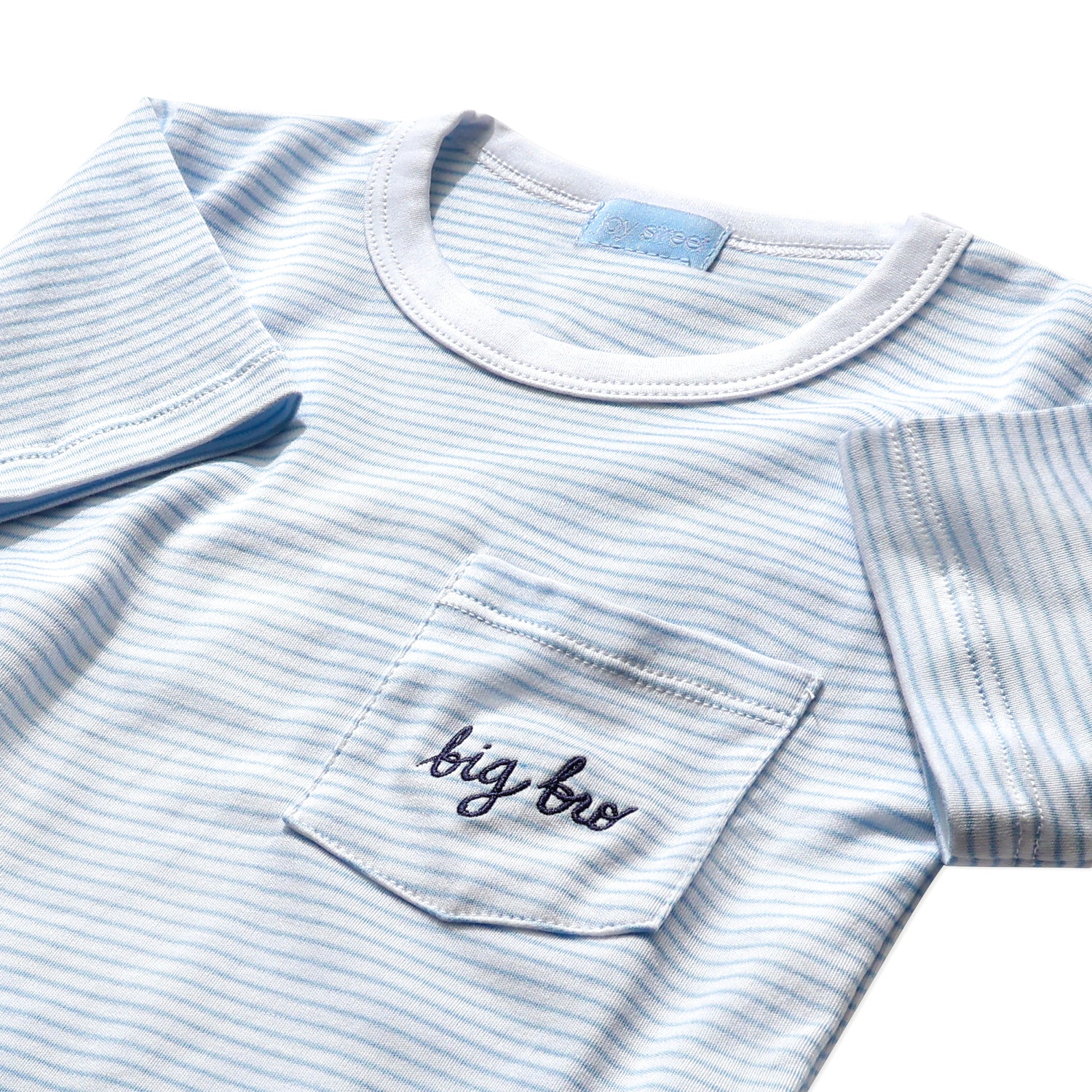 "Big Bro" Short Sleeve Tee in Light Blue Stripe