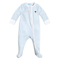 Harbor Stripe Zip Baby Onesie in Light Blue Stripe