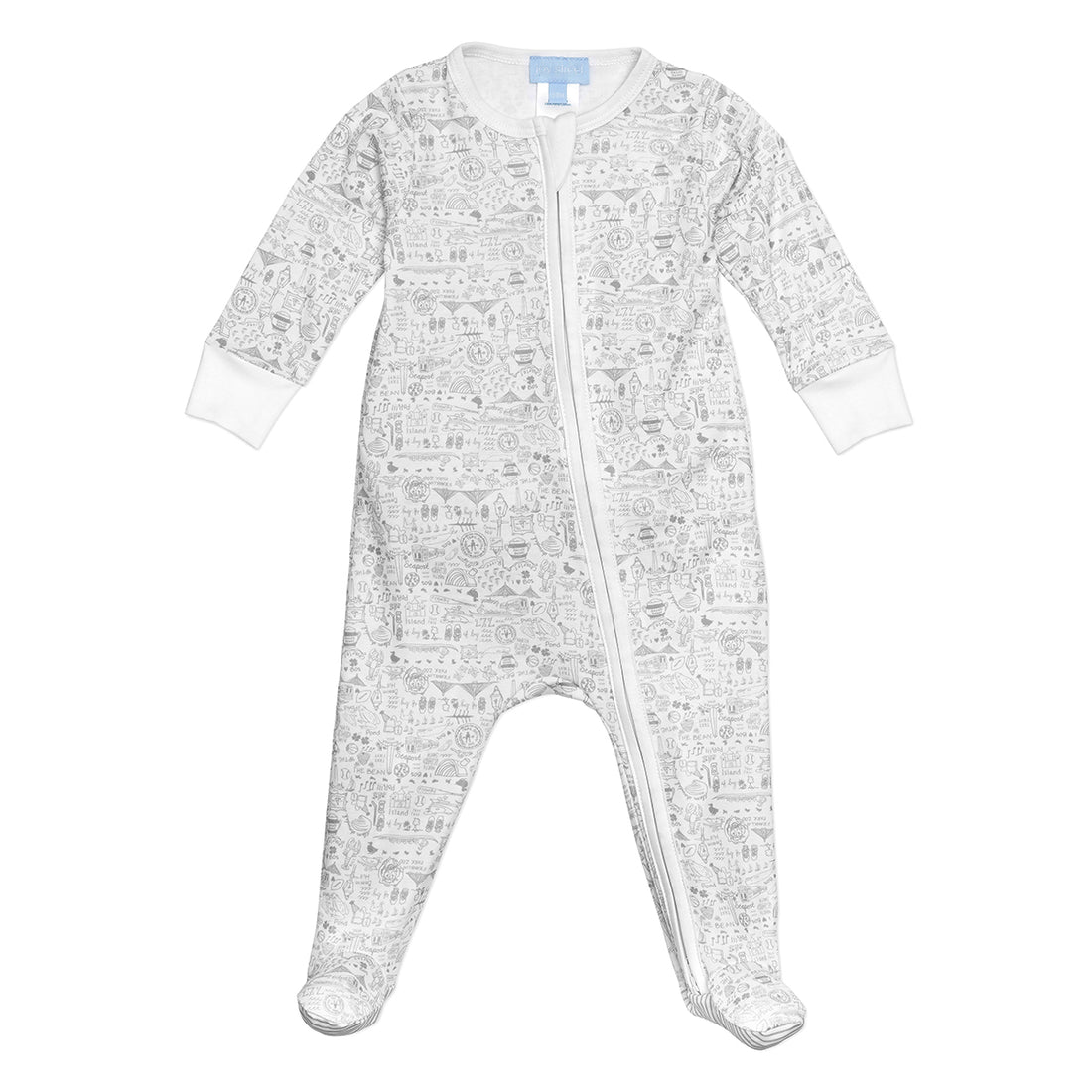 boston gray zip onesie