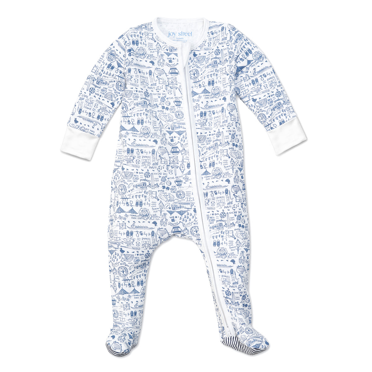 Joy Street Boston Zip Baby Onesie, blue