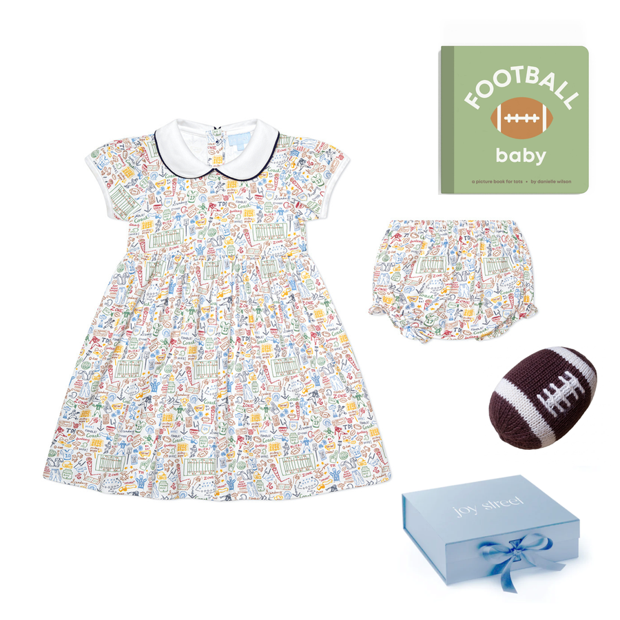 Football Sally Dress Baby Gift Bundle