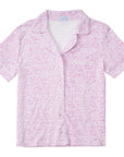 Joy Street Women's Button Front Cape Cod Pajama Short Set Top, Pink