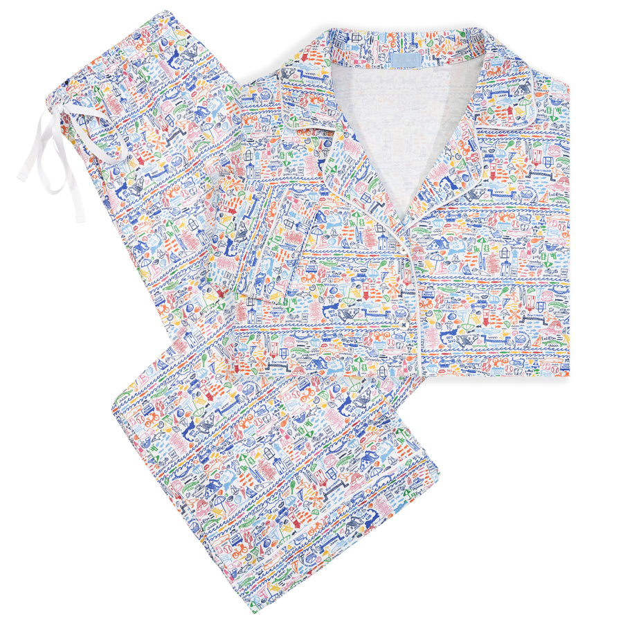 Martha's Vineyard Women's Button Front Long Pajama Set