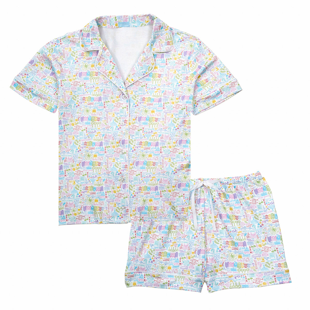 Charleston Women&#39;s Two pIece short pajama set button down polo