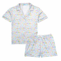 Charleston Women's Two pIece short pajama set button down polo