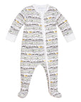 Christmas Trains Zip Baby Onesie