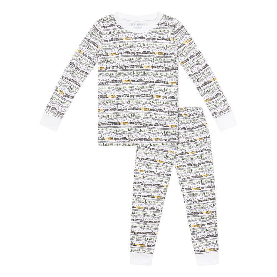 Christmas Trains Two Piece Kids Pajamas