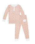 Pumpkin Stripe Halloween Two Piece Kids Henley Pajamas