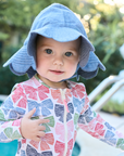 Pink Chicken Baby Girls Scallop Sun Hat in Chambray
