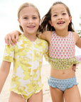 Pink Chicken Girls Palmer Tankini in Multi Prairie Block Print