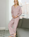 Christmas Tree Stripe Women’s Button Front Long Pajama Set