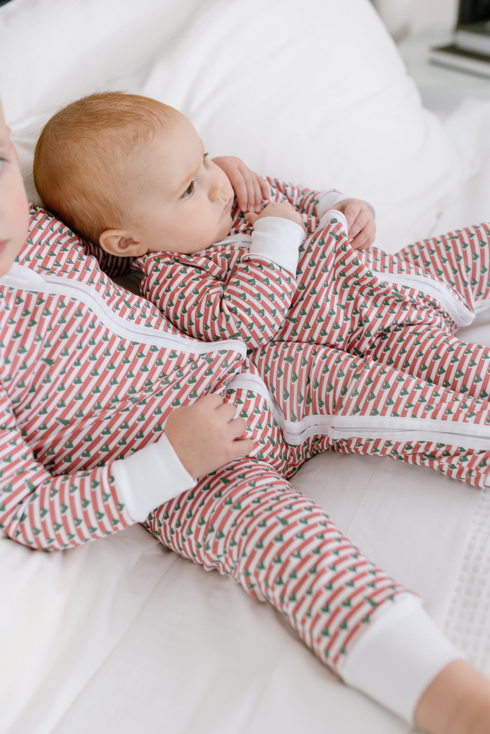 Christmas Stripe Zip Onesie 
