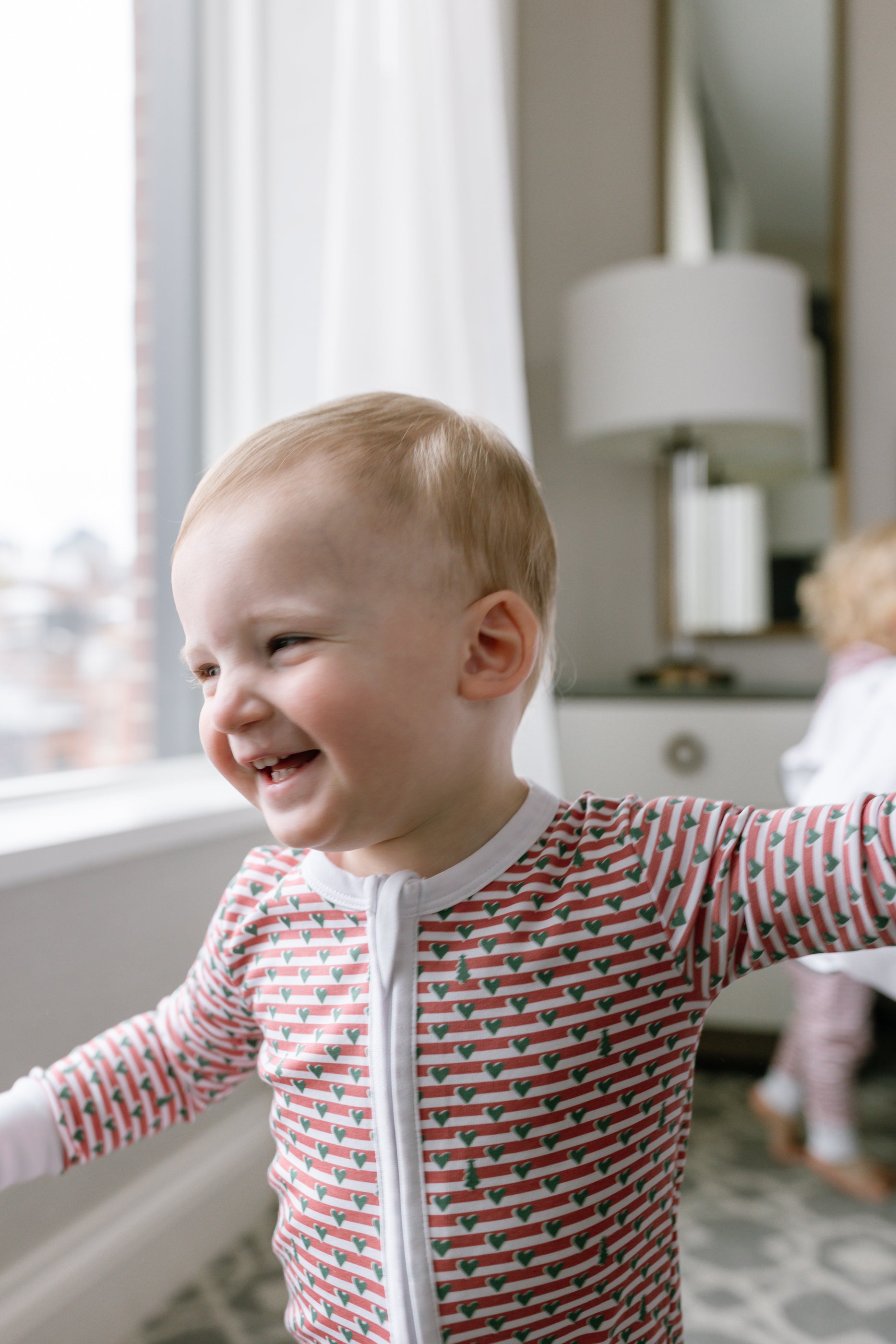 Christmas Stripe Zip Onesie