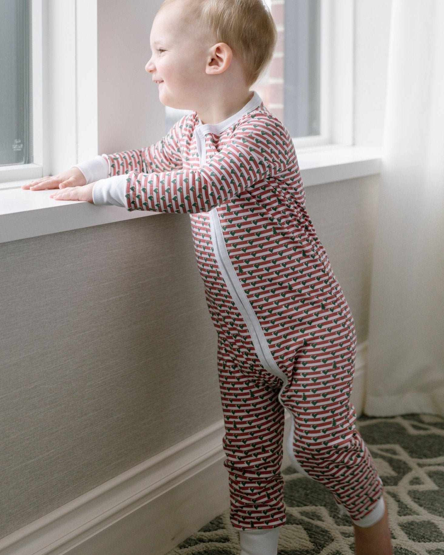 Christmas Stripe Zip Onesie