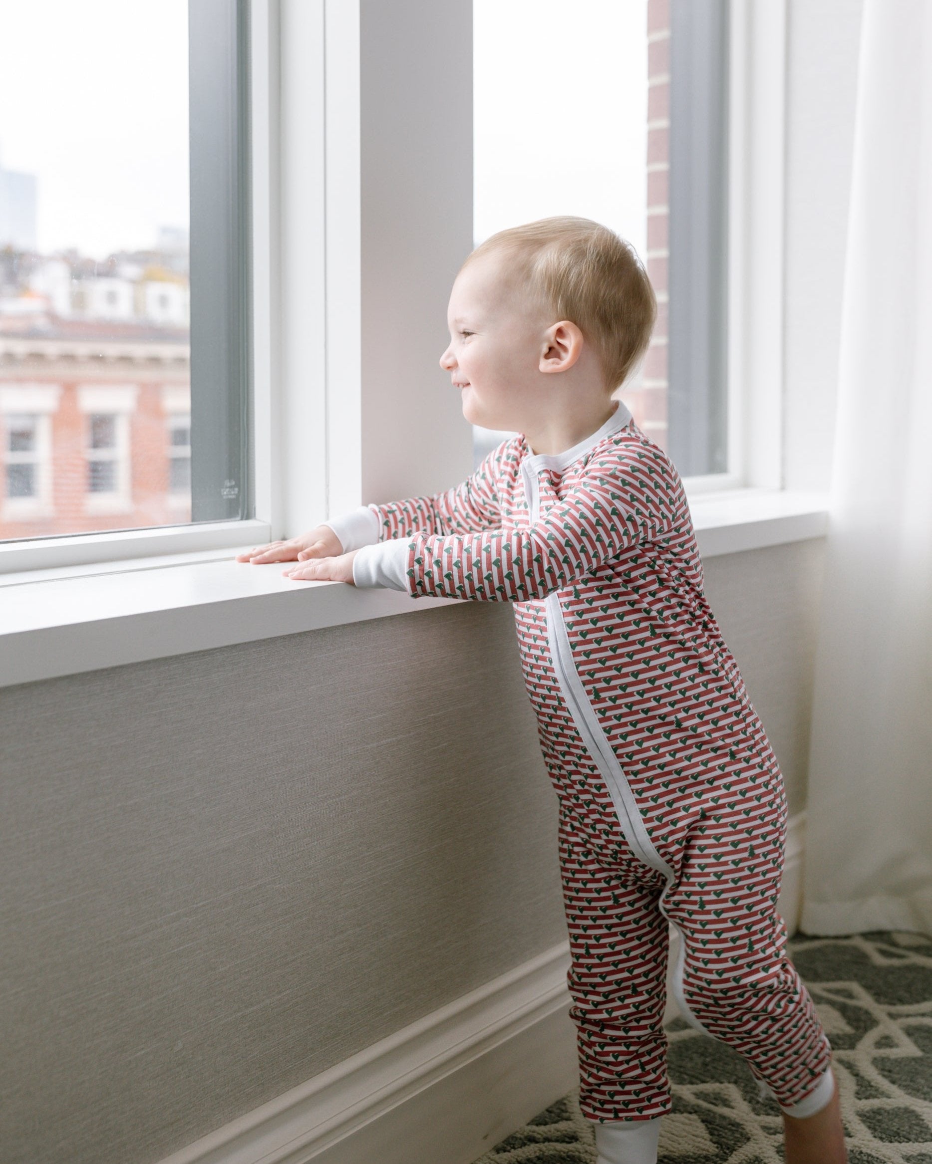 Christmas Stripe Zip Onesie