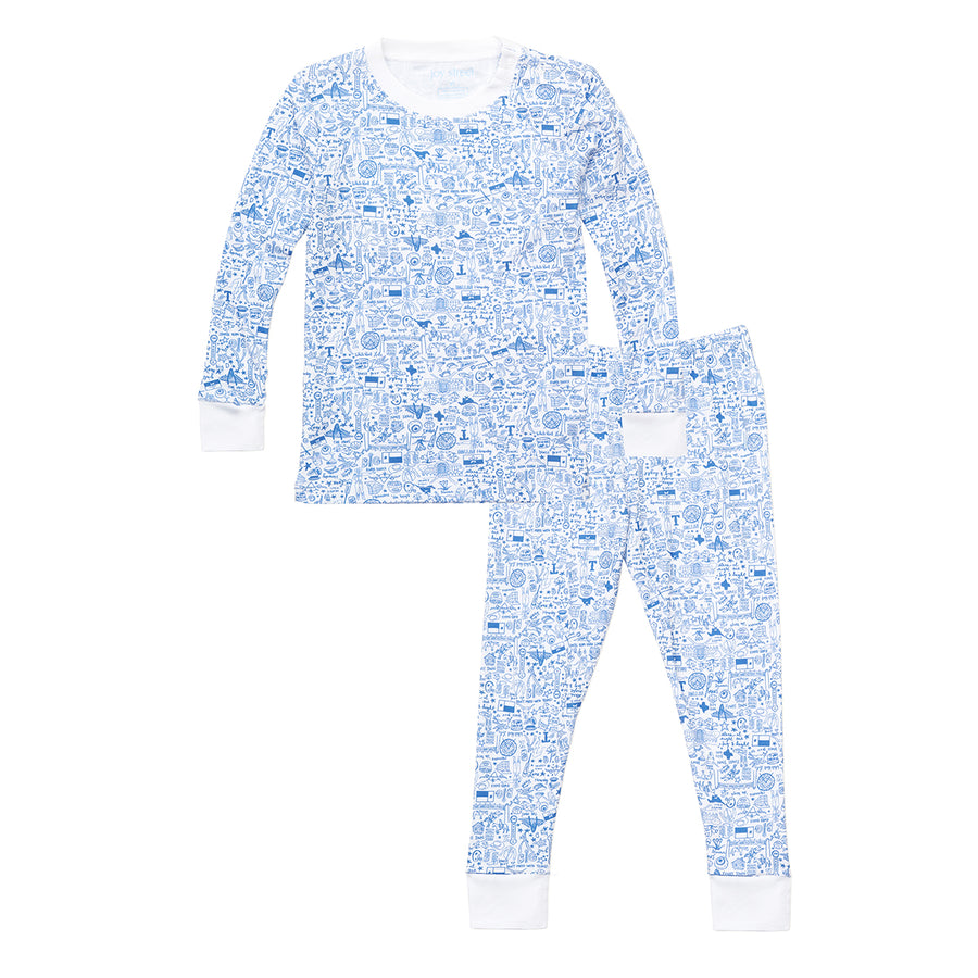 Joy Street Kids Dallas Fort_Worth Blue Two Piece Pajamas