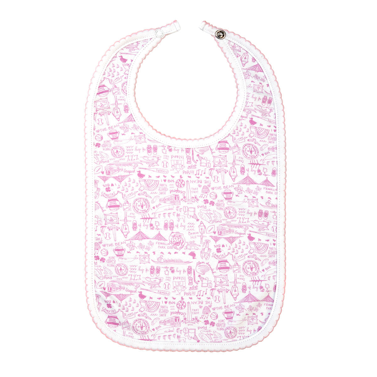 Joy Street Kids Boston Pink Round Baby Bib